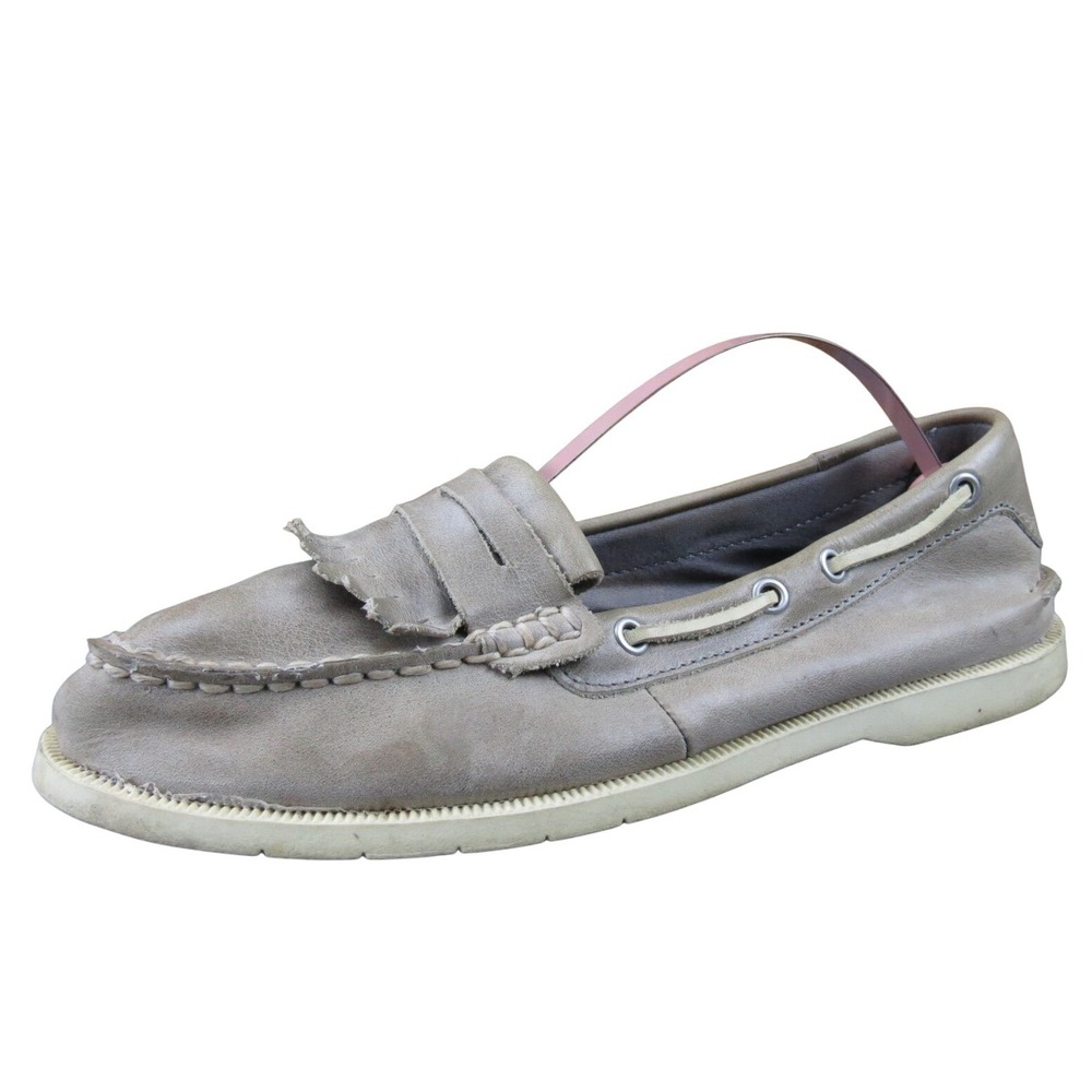 Sperry Top-Sider Women's 7‎ Dove Grey Leather Loafer Boat Shoes Casual Comfort